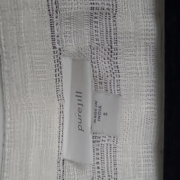 Purejill J. Jill woven striped linen blend button down tunic top - Picture 2 of 4